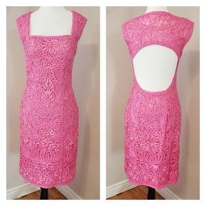 SUE WONG | GORGEOUS APPLIQUE COCKTAIL DRESS pink
